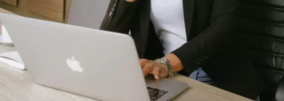 Macbook and woman