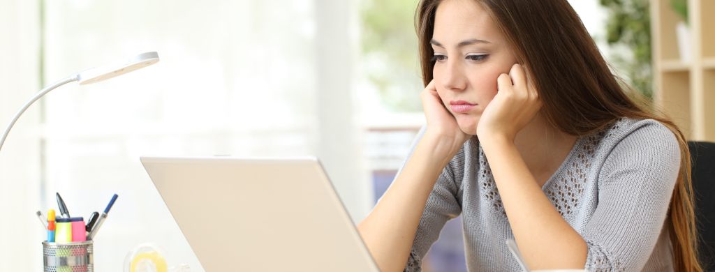 sad girl and laptop