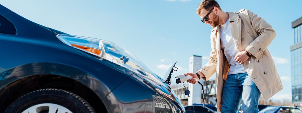 man with his electric car